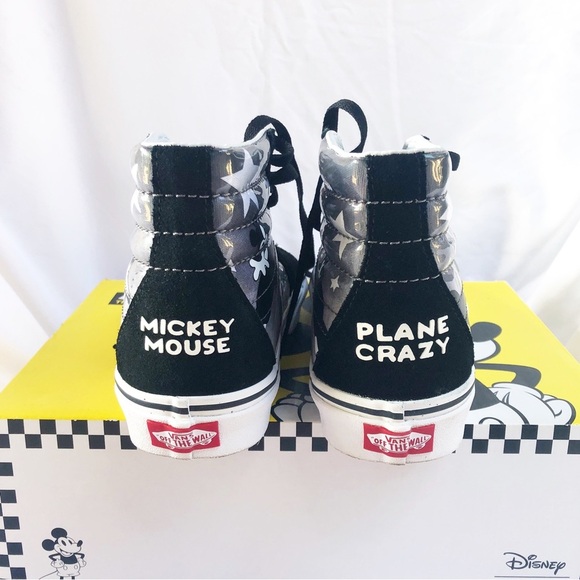 VANS X DISNEY SK8-HI MICKEY PLANE CRAZY BLACK & WHITE SNEAKERS SIZE 6.5W - Picture 3 of 9